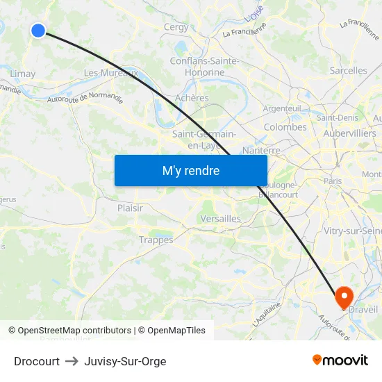 Drocourt to Juvisy-Sur-Orge map