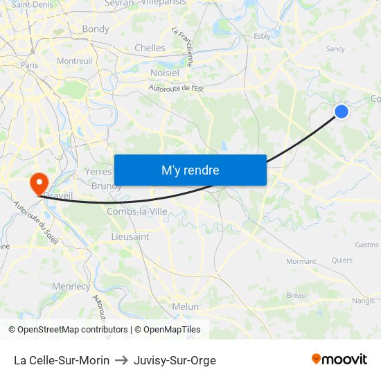 La Celle-Sur-Morin to Juvisy-Sur-Orge map