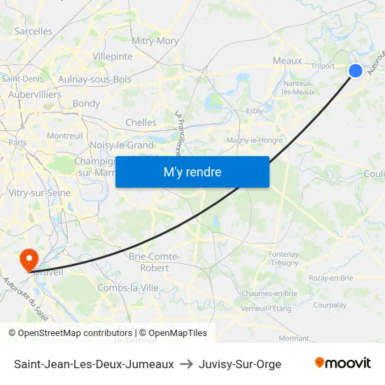 Saint-Jean-Les-Deux-Jumeaux to Juvisy-Sur-Orge map