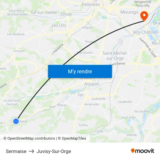 Sermaise to Juvisy-Sur-Orge map