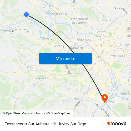 Tessancourt-Sur-Aubette to Juvisy-Sur-Orge map