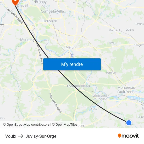 Voulx to Juvisy-Sur-Orge map