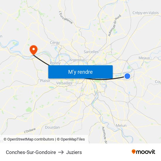 Conches-Sur-Gondoire to Juziers map