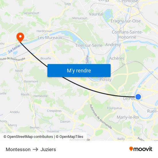 Montesson to Juziers map