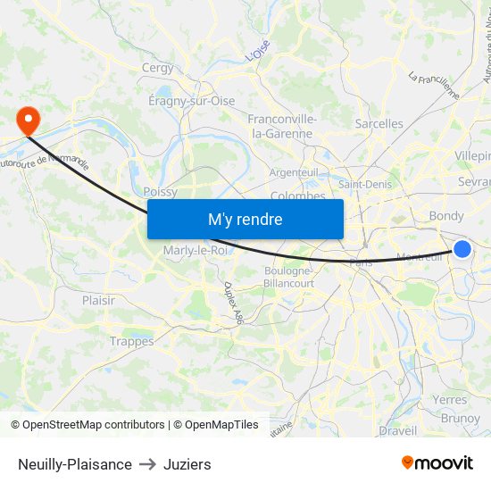 Neuilly-Plaisance to Juziers map