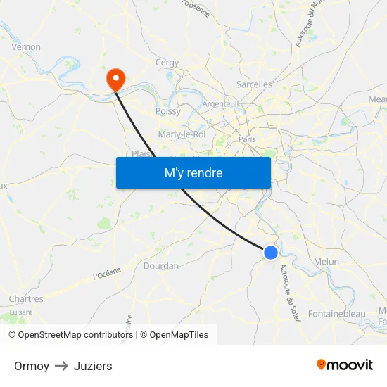 Ormoy to Juziers map
