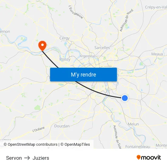 Servon to Juziers map