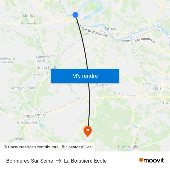 Bonnieres-Sur-Seine to La Boissiere-Ecole map