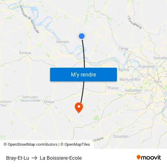 Bray-Et-Lu to La Boissiere-Ecole map