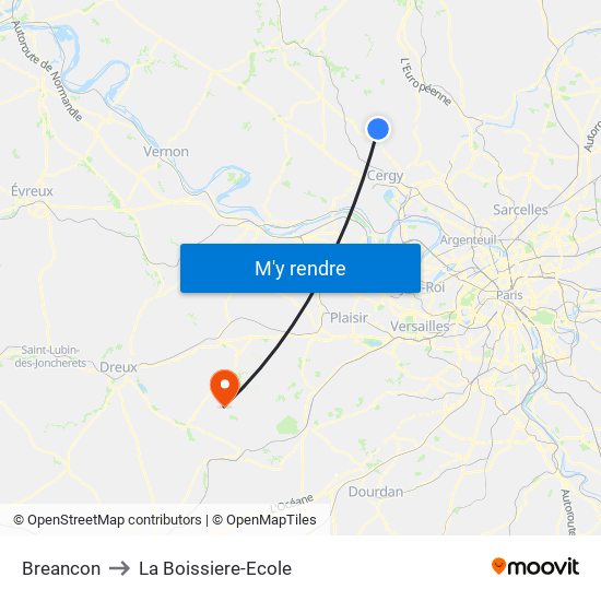 Breancon to La Boissiere-Ecole map