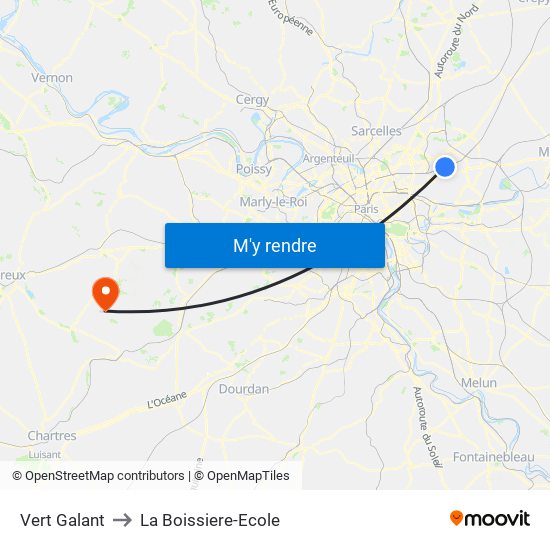 Vert Galant to La Boissiere-Ecole map
