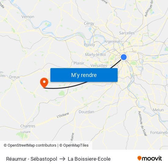 Réaumur - Sébastopol to La Boissiere-Ecole map