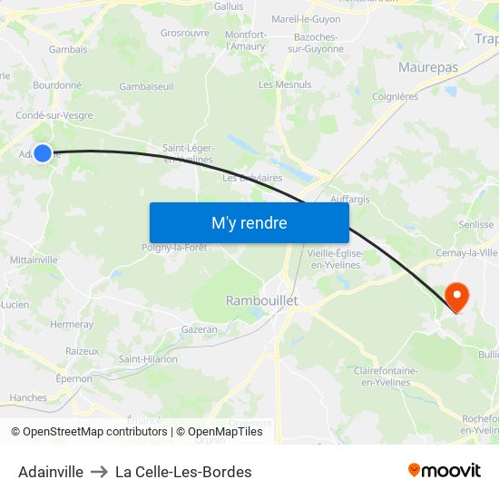 Adainville to La Celle-Les-Bordes map