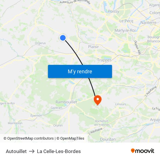 Autouillet to La Celle-Les-Bordes map