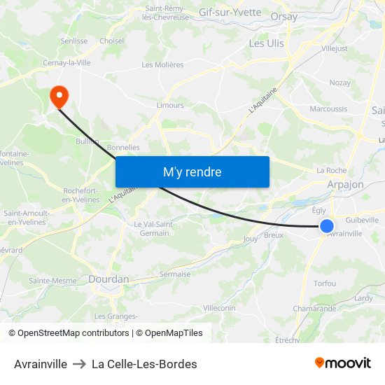 Avrainville to La Celle-Les-Bordes map