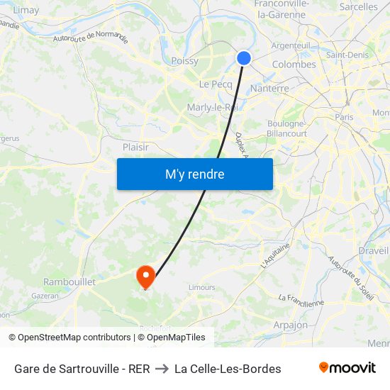 Gare de Sartrouville - RER to La Celle-Les-Bordes map