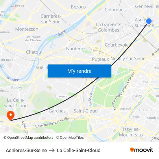 Asnieres-Sur-Seine to La Celle-Saint-Cloud map