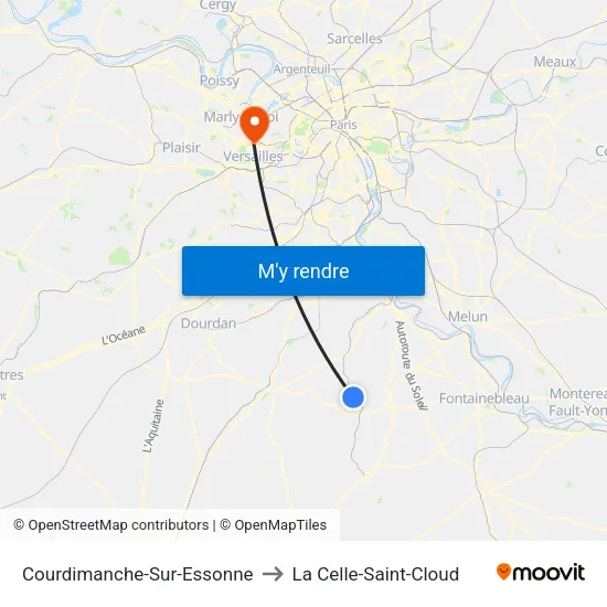 Courdimanche-Sur-Essonne to La Celle-Saint-Cloud map