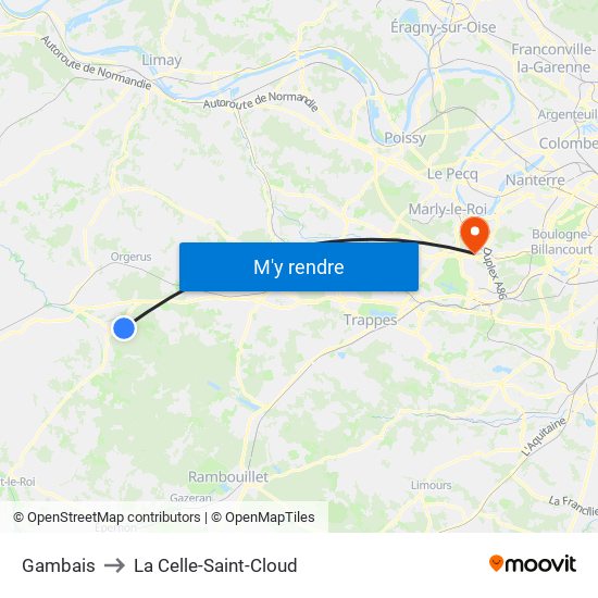 Gambais to La Celle-Saint-Cloud map