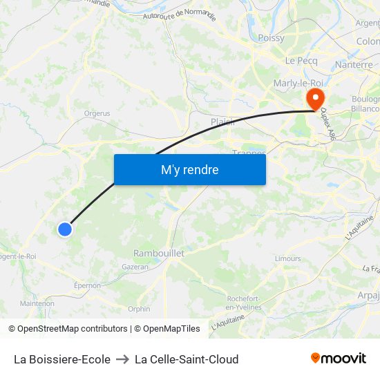 La Boissiere-Ecole to La Celle-Saint-Cloud map