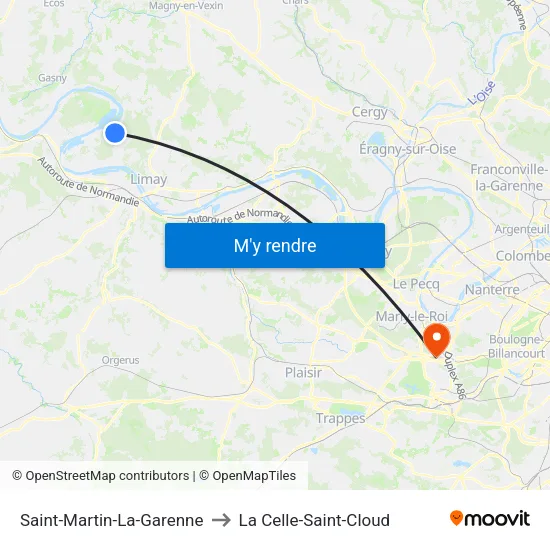 Saint-Martin-La-Garenne to La Celle-Saint-Cloud map