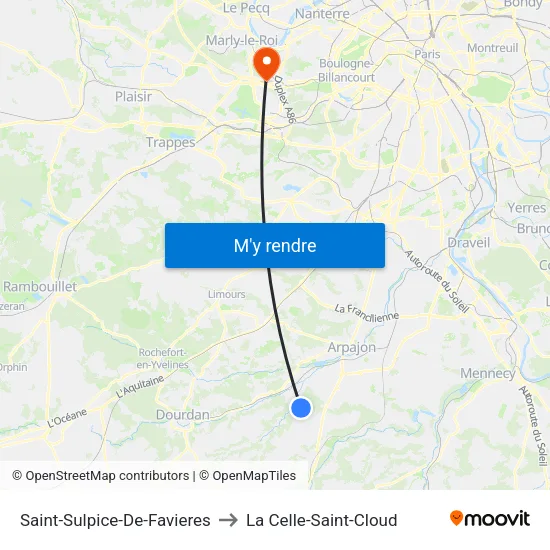 Saint-Sulpice-De-Favieres to La Celle-Saint-Cloud map