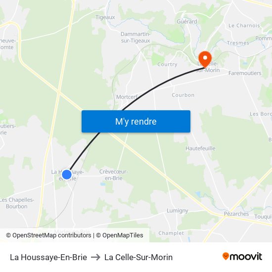 La Houssaye-En-Brie to La Celle-Sur-Morin map