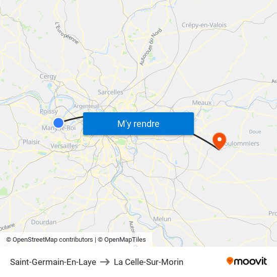 Saint-Germain-En-Laye to La Celle-Sur-Morin map