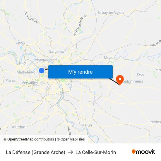 La Défense (Grande Arche) to La Celle-Sur-Morin map