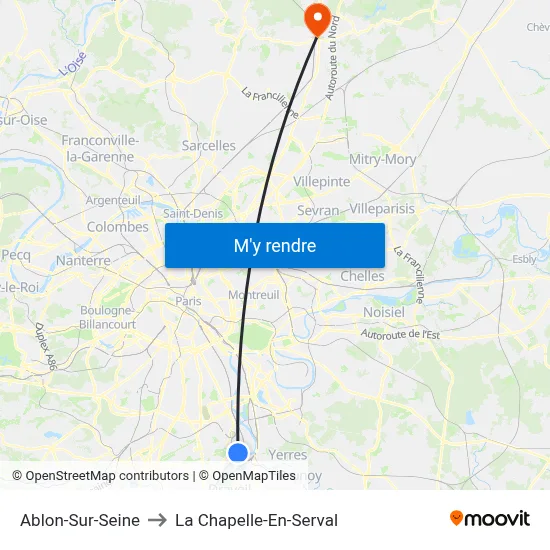 Ablon-Sur-Seine to La Chapelle-En-Serval map