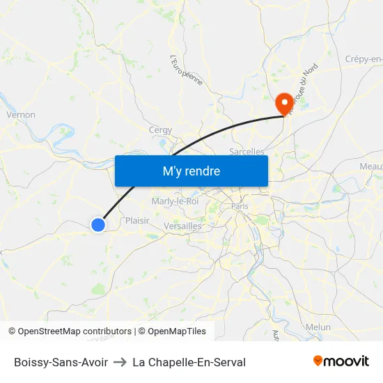 Boissy-Sans-Avoir to La Chapelle-En-Serval map