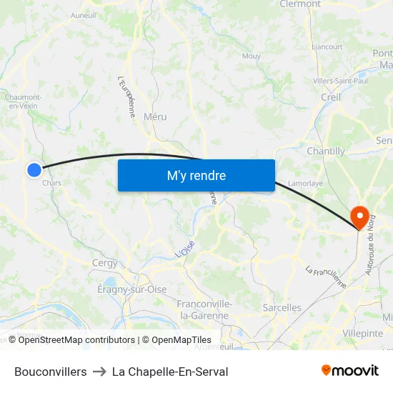Bouconvillers to La Chapelle-En-Serval map