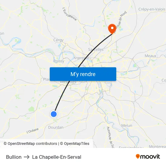 Bullion to La Chapelle-En-Serval map