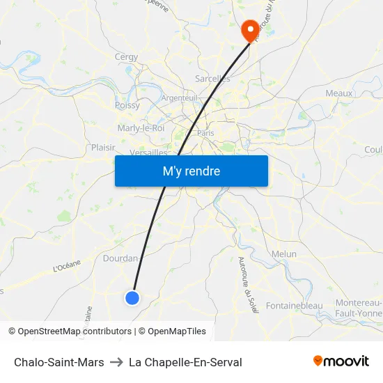 Chalo-Saint-Mars to La Chapelle-En-Serval map
