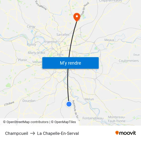 Champcueil to La Chapelle-En-Serval map