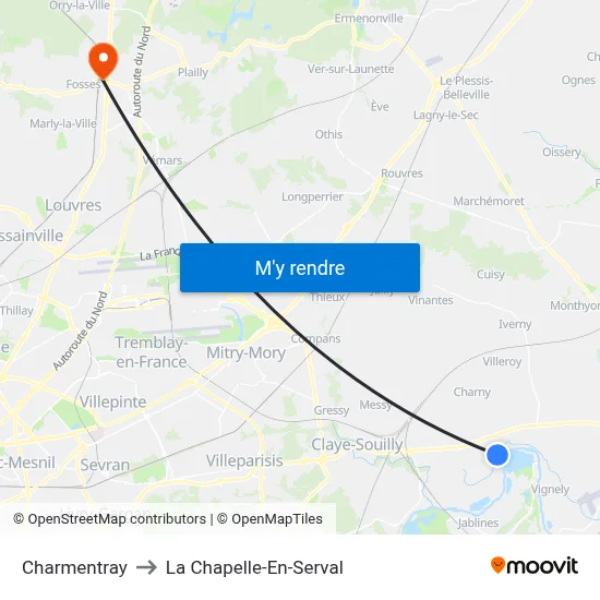 Charmentray to La Chapelle-En-Serval map