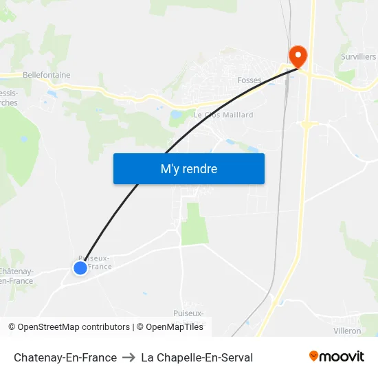 Chatenay-En-France to La Chapelle-En-Serval map