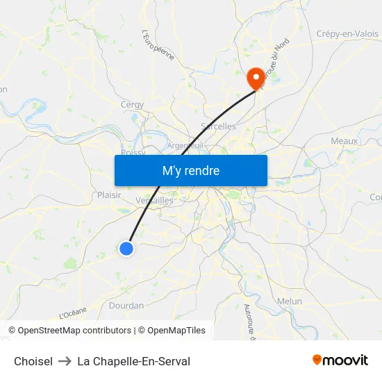 Choisel to La Chapelle-En-Serval map