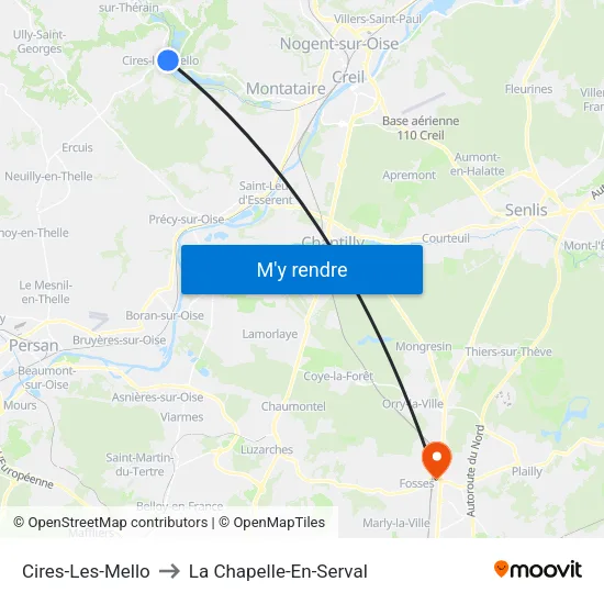 Cires-Les-Mello to La Chapelle-En-Serval map