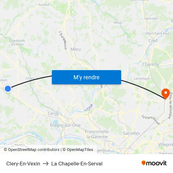 Clery-En-Vexin to La Chapelle-En-Serval map