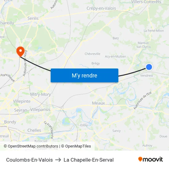 Coulombs-En-Valois to La Chapelle-En-Serval map