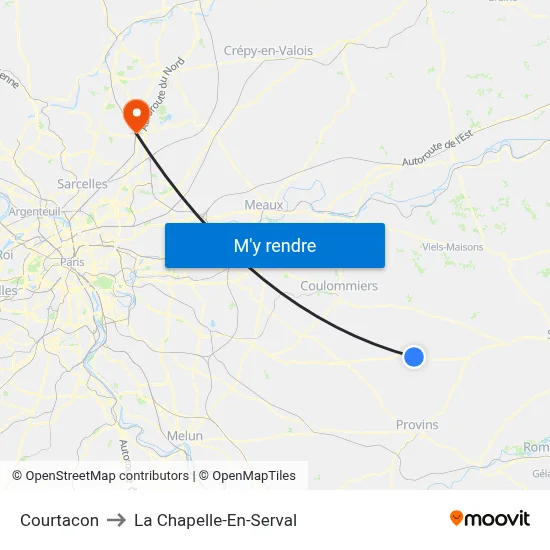 Courtacon to La Chapelle-En-Serval map