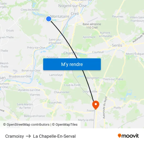 Cramoisy to La Chapelle-En-Serval map