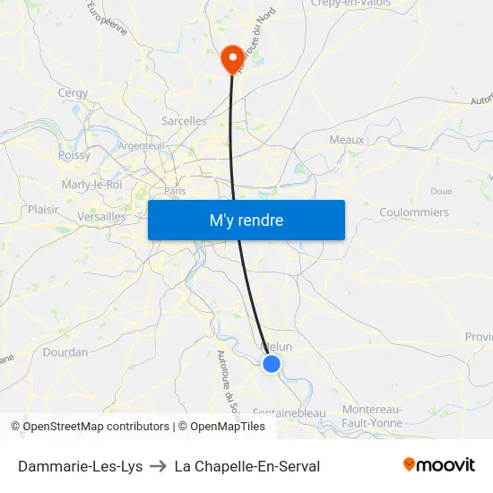 Dammarie-Les-Lys to La Chapelle-En-Serval map