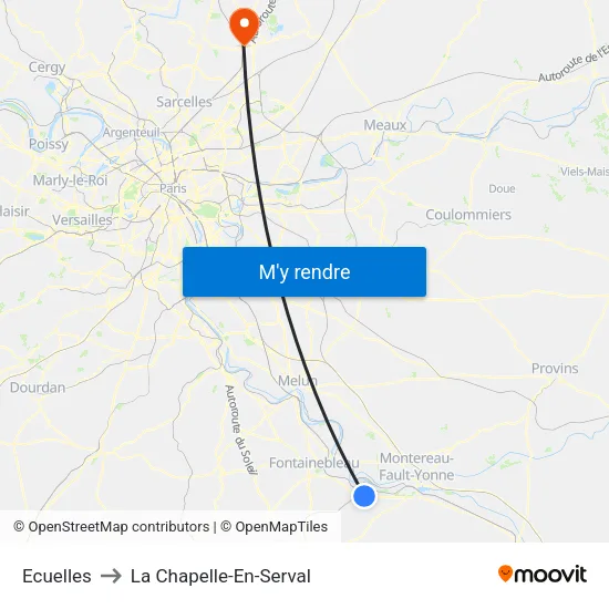 Ecuelles to La Chapelle-En-Serval map