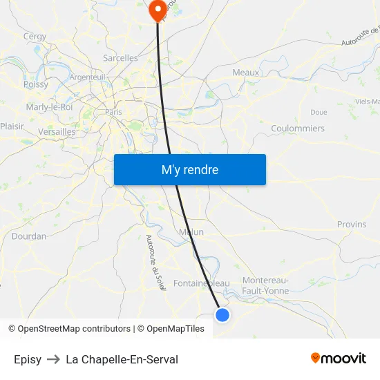 Episy to La Chapelle-En-Serval map