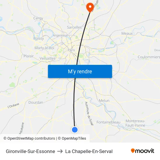 Gironville-Sur-Essonne to La Chapelle-En-Serval map