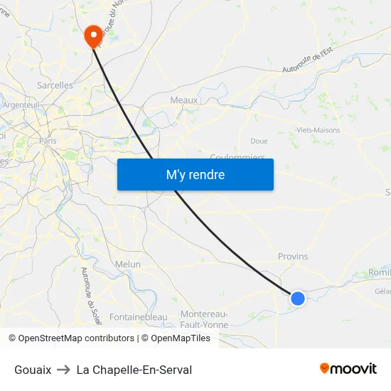Gouaix to La Chapelle-En-Serval map