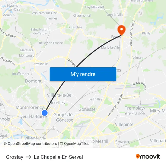 Groslay to La Chapelle-En-Serval map