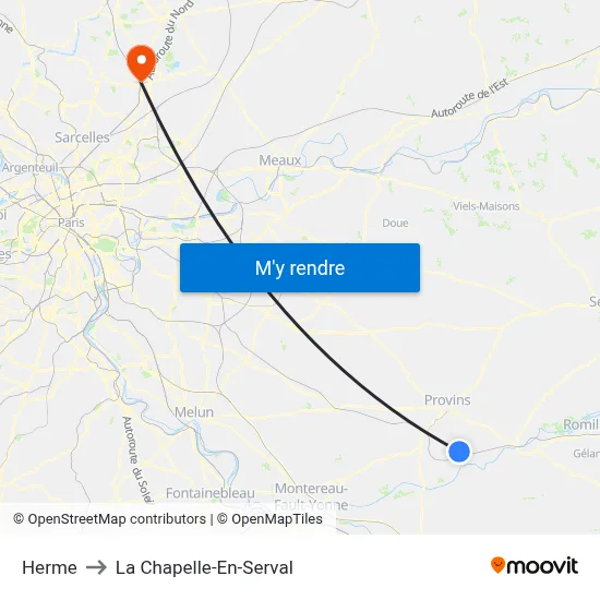 Herme to La Chapelle-En-Serval map